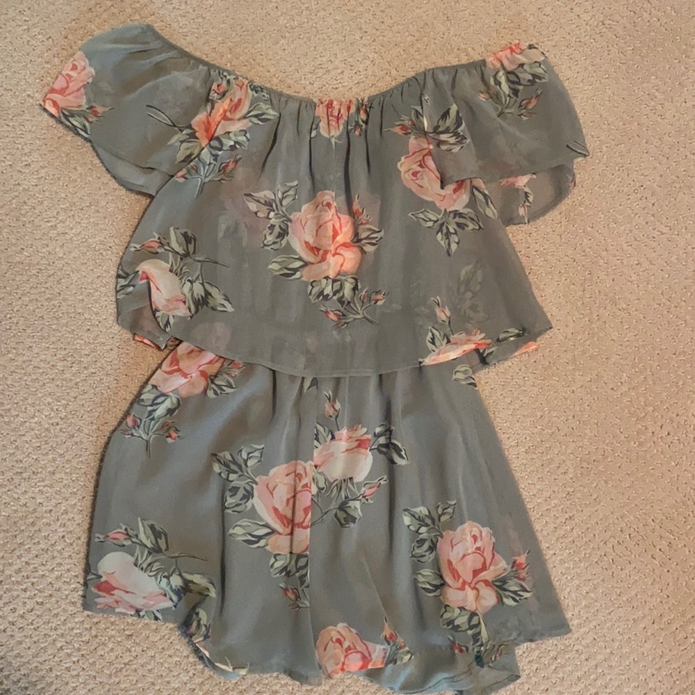 MuMu off the shoulder floral romper